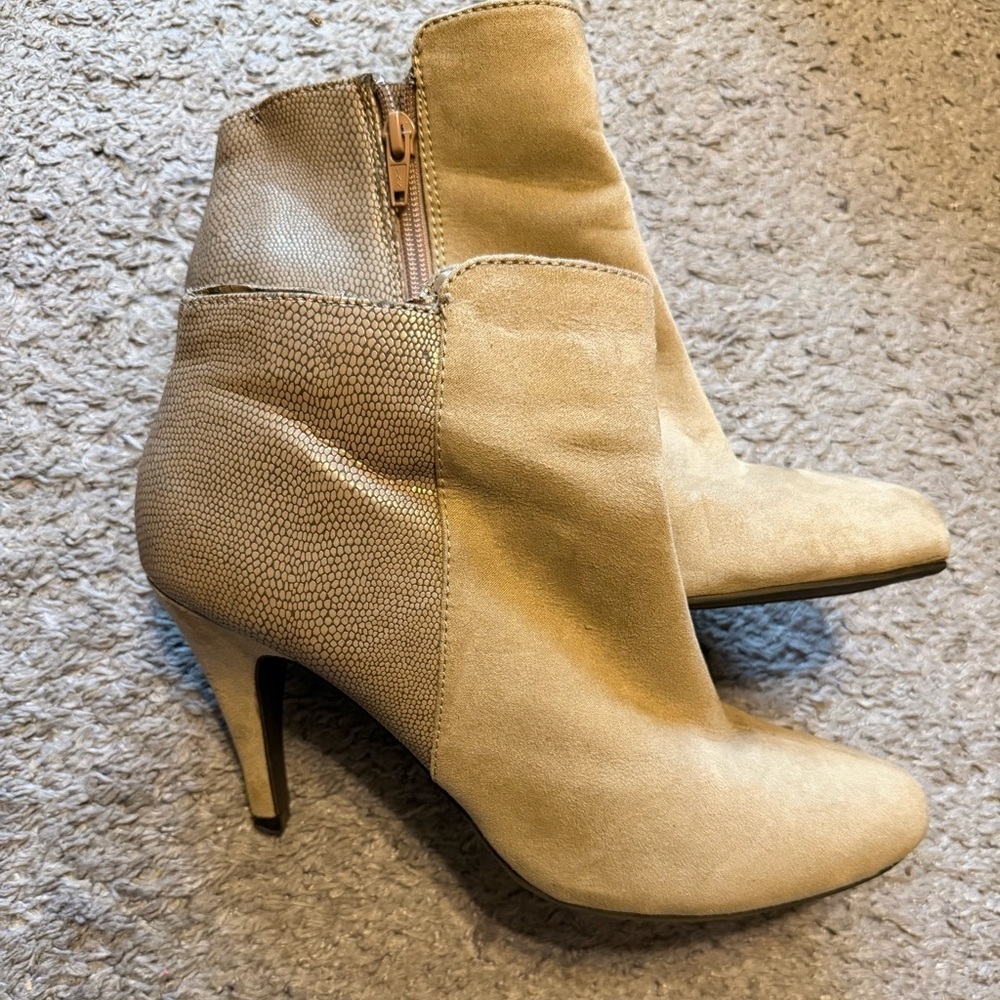 Express Beige Ankle Boots -Faux Suede & Faux Leather